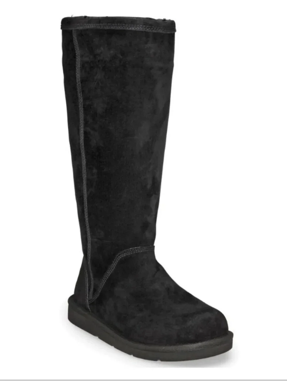 UGG Australia Women 1891 Greenfield Tall Leather Sheepskin Boots Size 7 Black
